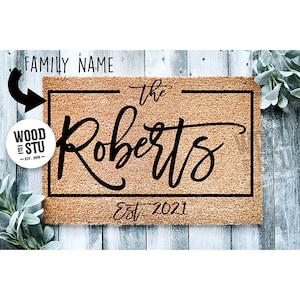 Custom Doormat Housewarming Gift Wedding Gift Personalized Gift Closing Gift Welcome Mat Last Name Monogram Rug  Housewarming House1008