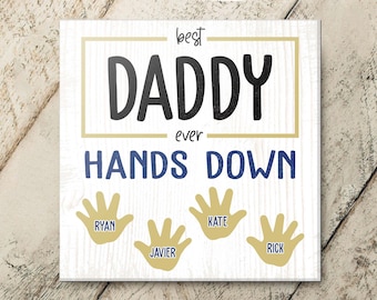 Letrero personalizado para papá con los nombres de los niños, el mejor arte de pared de madera para el cumpleaños del padre.