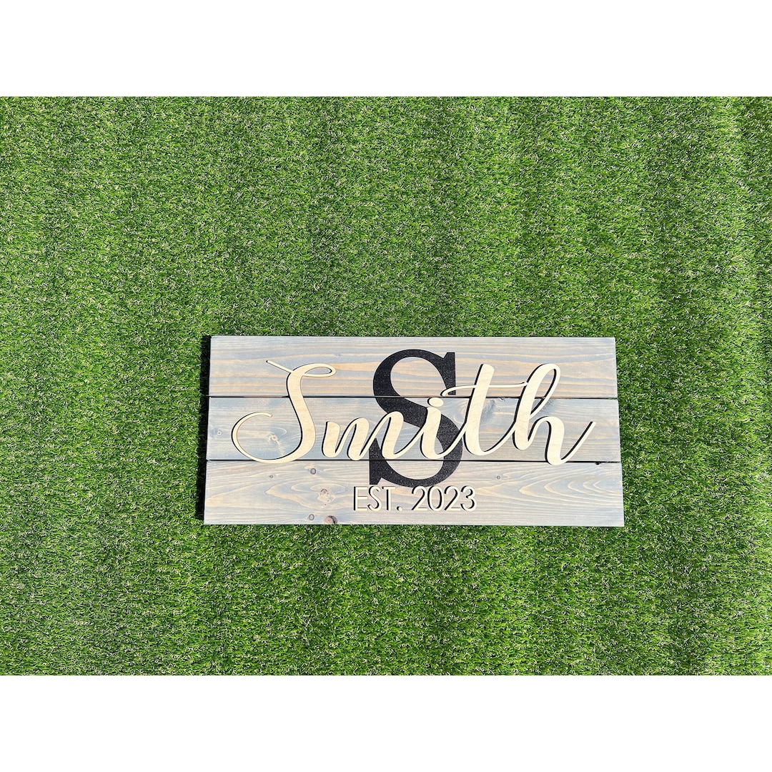 Family Name Sign, Custom Wood Wall Decor (personalized Christmas Gift ...