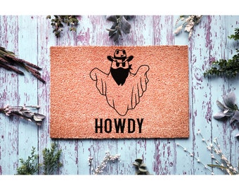 Doormat Howdy Ghost | Funny Doormat | Welcome Mat | Funny Door Mat | Fall Autumn Decor Gift | Home Doormat | Halloween Doormat 4301**