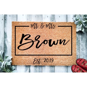 Custom Doormat Mr & Mrs Wedding Gift Engagement Gift Personalized Gift Closing Gift Welcome Mat Front Door Mat Monogram Last Name Rug 1030