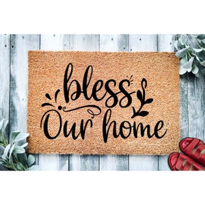 Doormat Bless Our Home Door Mat | Christian Home Religious Doormat | Welcome | Farmhouse Door Mat | Rustic Decor Gift | Home Doormat 1909**