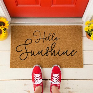 Hello Sunshine Welcome Mat, Coir Doormat for Housewarming, New Home Gift, Anniversary Birthday image 8