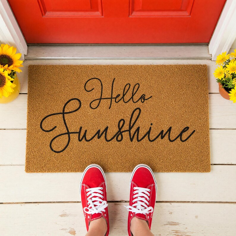 Hello Sunshine Welcome Mat, Coir Doormat for Housewarming, New Home Gift, Anniversary Birthday image 8