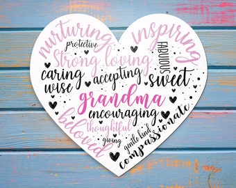 Grandma Heart Sign | Mother's Day Gift for Grandma | Personalized Mothers Day Gift | Farmhouse Grandma Sign | Grandma Gift | Grandparents