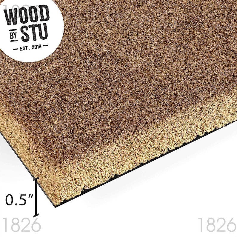 a close-up of a straw mat or straw-like material, with the text "WOOD BY STU" prominently displayed above it.