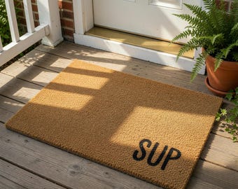 Funny Doormat, SUP Welcome Mat, Front Door Mat, Housewarming Gift, New Home Gift, Funny Coir Doormats, Outdoor Entryway Decor