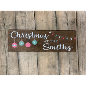 Christmas at the Family Name Gift Personalized Family Sign Gift for Family Rustic Sign for Family Gift Idea Personalized Gift Decor image 1