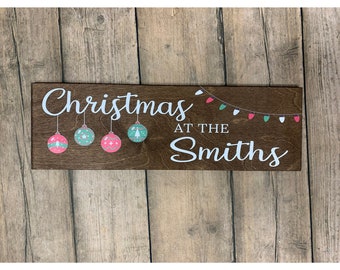 Christmas at the Family Name Gift | Personalized Family Sign | Gift for Family | Rustic Sign for Family Gift Idea | Personalized Gift Decor