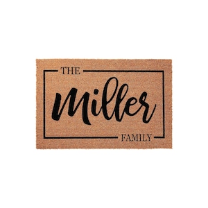 Felpudo familiar personalizado, felpudo de bienvenida personalizado, regalo de inauguración de casa, regalo para nuevo hogar, felpudo personalizado, felpudo con apellido, alfombra de entrada.