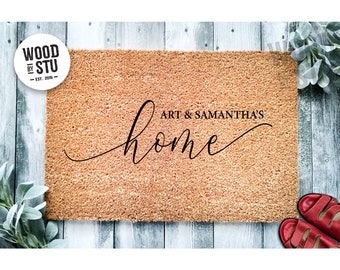 Custom Doormat Couple's Names Wedding Gift | Custom Personalized Doormat | Closing Gift | Welcome | Front Door Mat Housewarming Gift 1386