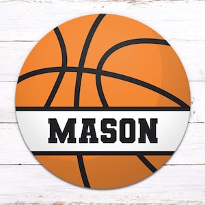 Personalized Basketball Door Sign - Kids Room Sign - Round Wood Sign - Sports Sign - Child&#39;s Name Sign - Personalized Kid Gift 7342