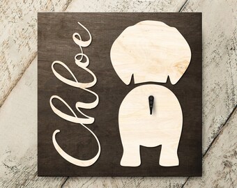 Personalized Beagle Leash Holder - Custom Name Wood Sign 4360