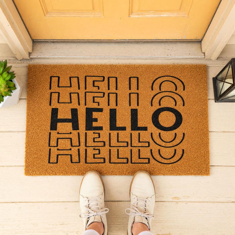 Hello Welcome Mat Entry Rug Outdoor Mat Gift 1826