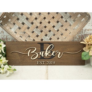Monogram Sign - Last Name Sign - Family Name Sign - Wedding Gift - Personalized - Wedding Sign - Established Sign - Custom Name Sign