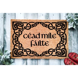 Doormat Cead Mile Failte | Céad Míle Fáilte | A Hundred Thousand Welcomes Welcome mat Celtic Irish Door Mat Home Doormat Housewarming 1622**