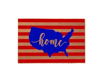 Paillasson patriotique, tapis de bienvenue USA, décoration 4 juillet, jour de l'indépendance, paillasson personnalisé, tapis de maison, entrée américaine