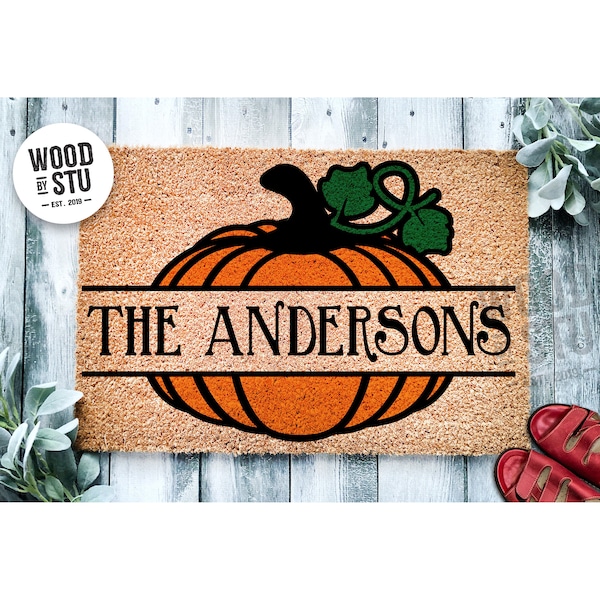 Custom Doormat Pumpkin Family Name  | Fall Doormat | Welcome Mat | Pumpkin Door Mat | Fall Autumn Decor Gift | Home Doormat | Coir Mat 1521