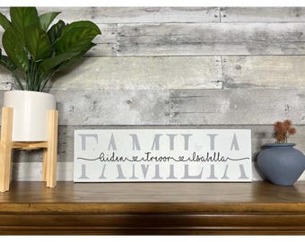 Personalized Family Name Wood Sign with Kids , Custom Birthday Gift for Parent Grandparent