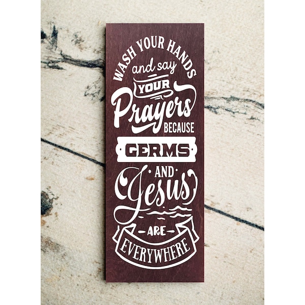 Wash Your Hands and Say Your Prayers Funny Bathroom Sign | Hilarious Bathroom Home Decor Gift | Funny Rustic Sign Decor Gift