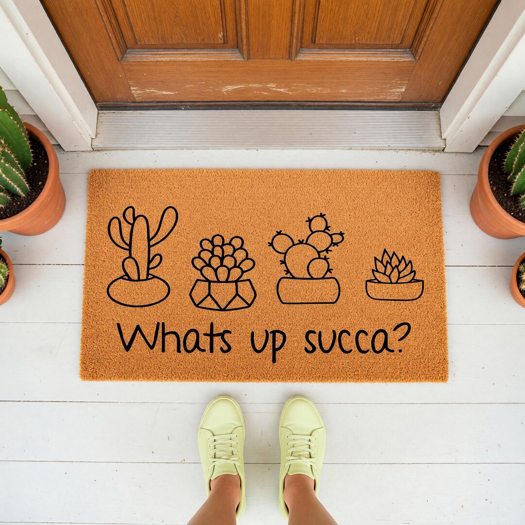 Funny Doormat: Whats up Succa? Cactus Succulent Pun Welcome Mat 3012 - Etsy