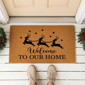 Christmas Reindeer Doormat, Welcome Mat, Holiday Door Mat, Winter Outdoor Decor, Christmas Gift, Funny Doormats, Entryway Rug image 9