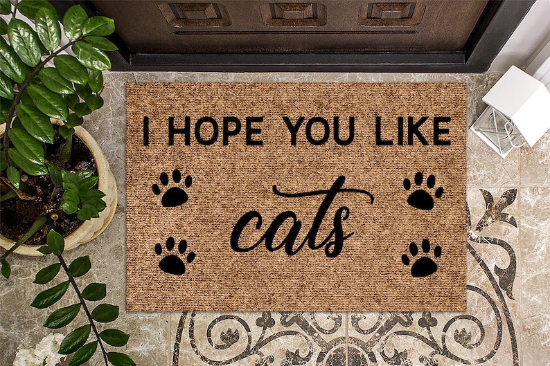 I Hope You Like Cats   Housewarming Gift  Custom Doormat image 0