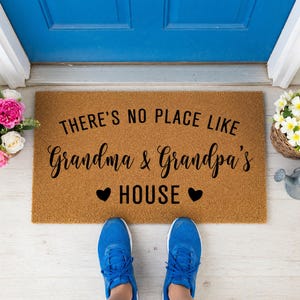 Custom Personalized Doormat: There's No Place Like Grandma & Grandpa's House, Mother's Day Gift, Welcome Mat