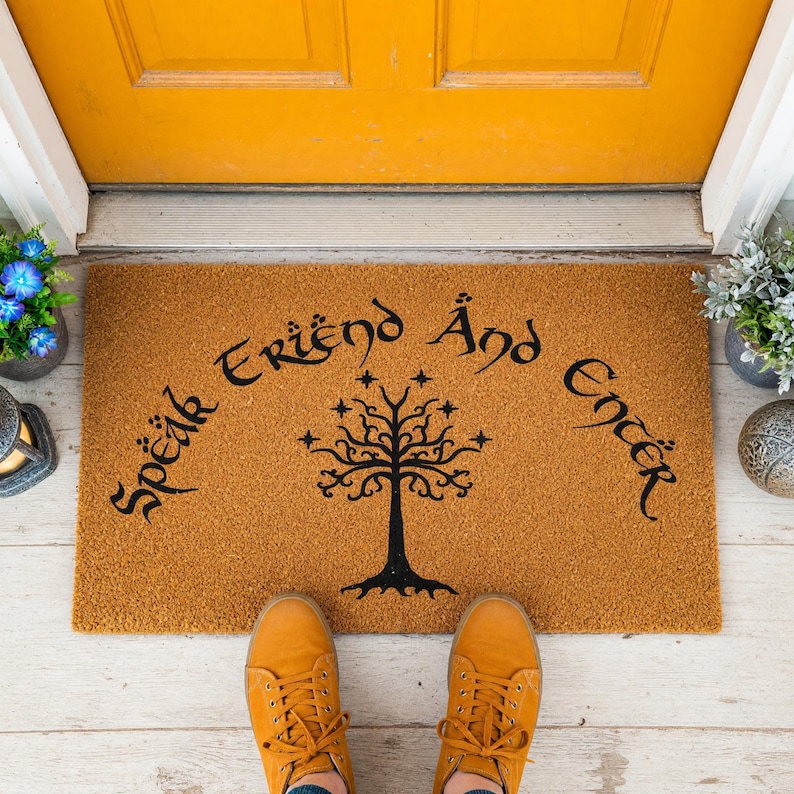 Speak Friend And Enter Doormat Tree Emblem Fantasy Mat 1425