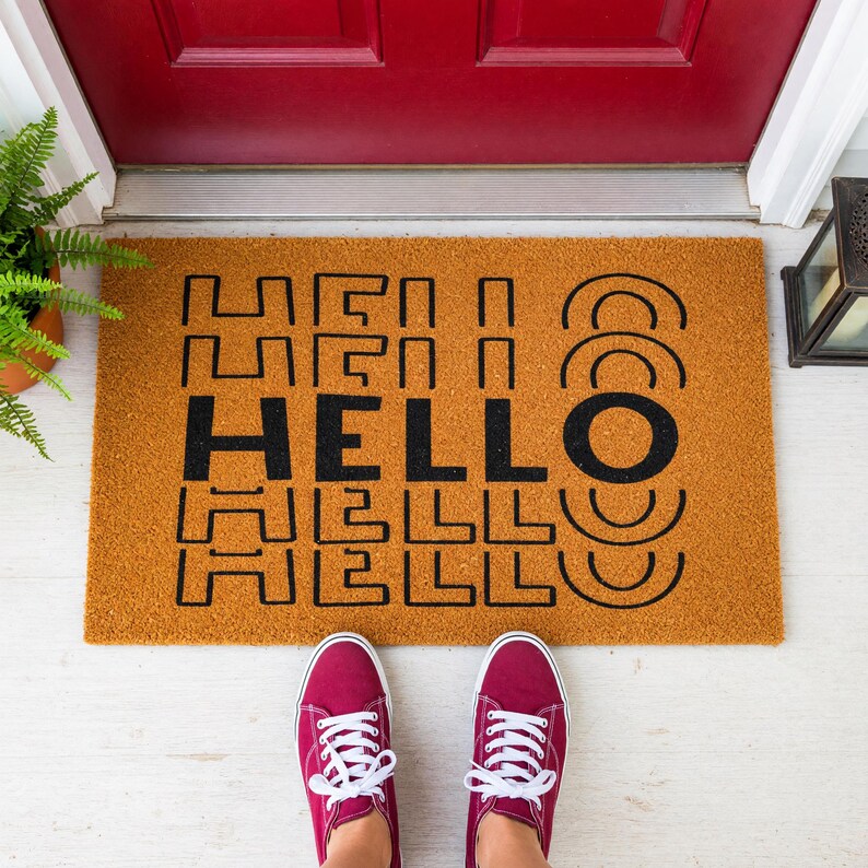 Hello Welcome Mat Entry Rug Outdoor Mat Gift 1826
