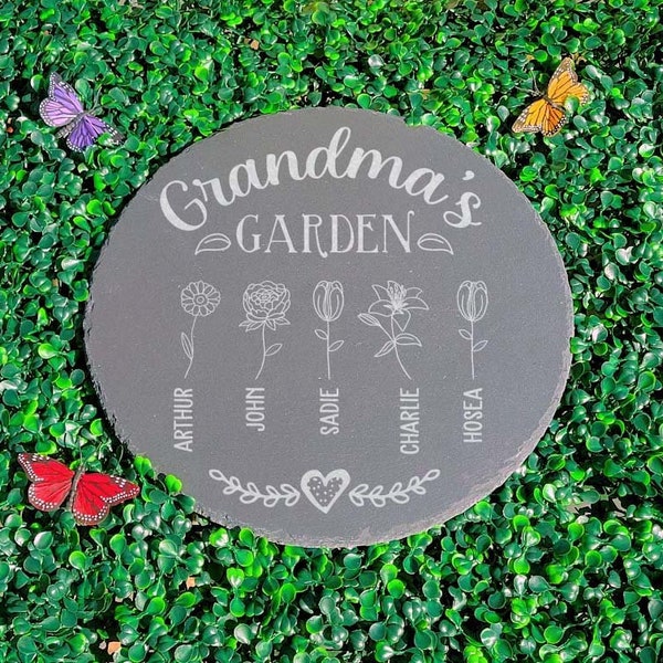 Personalized Grandma's Garden Grandchildren Names | Slate Garden Markers | Mother's Day Gift | Wedding Gift | Gift for Grandma