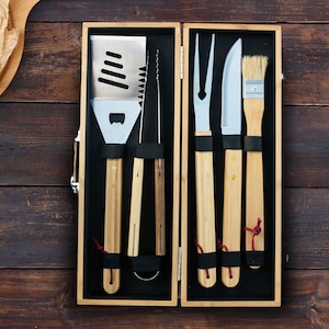 Grillmaster Gift BBQ Grilling Tools BBQ Set Personalized Grilling Spatula Burger Flipper Gift for Grill Gift for Him Man image 5