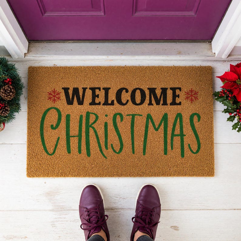 Christmas Welcome Mat, Christmas Doormat, Holiday Welcome Mat, Winter Doormat, Front Porch Decor, Holiday Door Gift, Doormats image 9