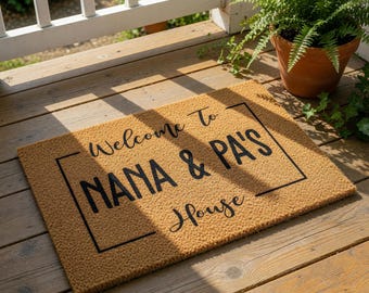 Personalized Nana And Pa Doormat, Custom Family Welcome Mat, Natural Coir Doormats, Grandkids House Gift, Unique Front Door Decor
