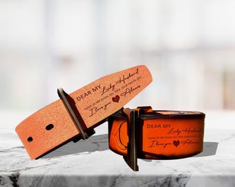 Personalized Leather Belt for Husband, Funny Anniversary Birthday Gift from Wife with Custom Name