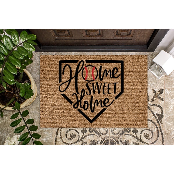 Doormat Baseball Themed Home Sweet Home | Baseball Doormat | Cute  Doormat | Welcome Mat | Funny Door Mat | Family Gift | New Home 1282**