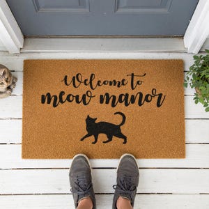 Welcome to Meow Manor Mat, Coir Doormat for Cat Lovers, Funny Housewarming New Home Gift image 7