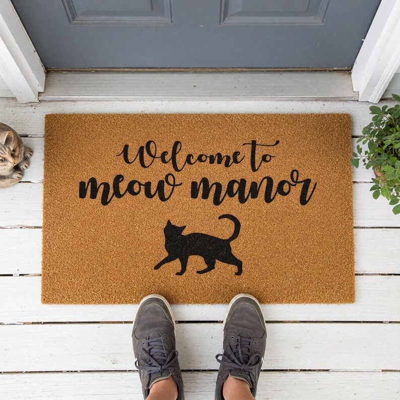 Welcome to Meow Manor Mat, Coir Doormat for Cat Lovers, Funny Housewarming New Home Gift image 7