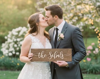 Personalized Family Name Wood Sign, Wedding Gift for Newlyweds, Custom Last Established