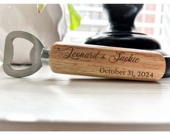 Personalized Wedding Bottle Opener, Custom Wedding Favors For Guests, Bulk Gift, Wooden Keepsake, Anniversary Party Favor