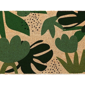 Doormat Tropical Leaves Pattern Monstera Houseplant Leaf Doormat Plant Mom Welcome Mat Housewarming Gift New Home Gift 1879 image 2