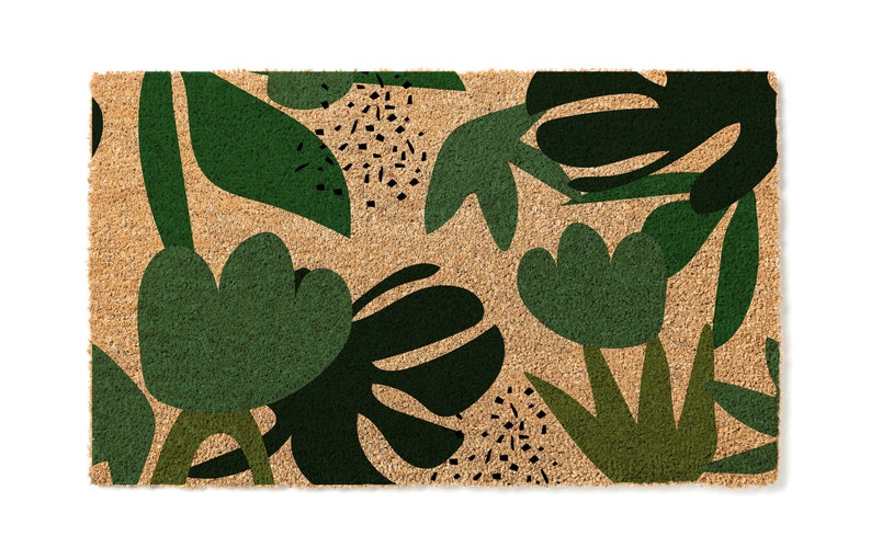 Doormat Tropical Leaves Pattern Monstera Houseplant Leaf Doormat Plant Mom Welcome Mat Housewarming Gift New Home Gift 1879 image 2
