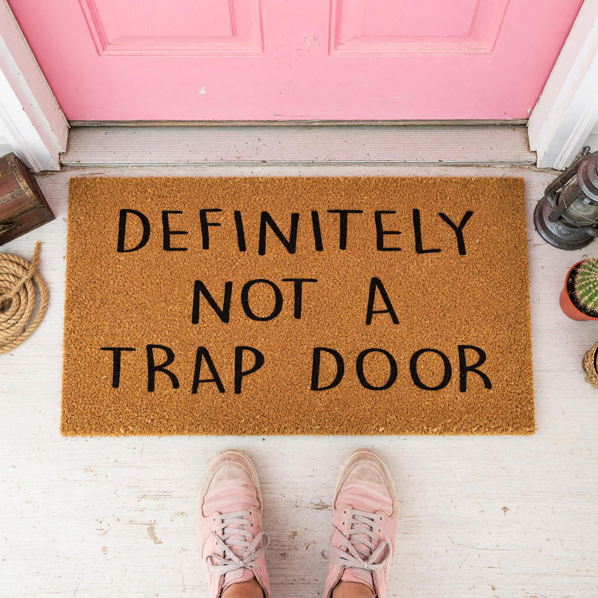 Definitely Not A Trap Door Doormat, Housewarming Gift, Welcome Mat