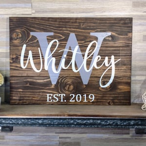 Last Name Sign - Monogram Sign - Family Name Sign - Established Sign - Personalized Wedding Gift - Pallet Sign - Wedding Sign Wood Sign 7310