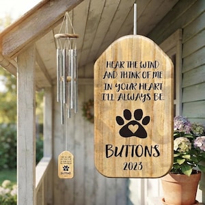 Memorial Pet Wind Chime, Personalized Dog Loss Sympathy Gift with Name and Remembrance Date