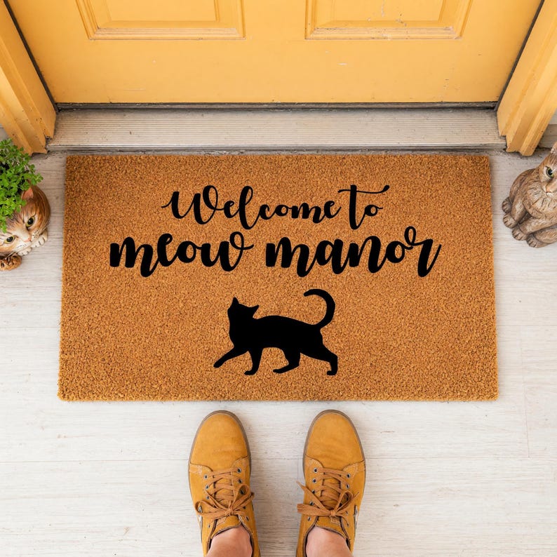 Welcome to Meow Manor Mat, Coir Doormat for Cat Lovers, Funny Housewarming New Home Gift image 10