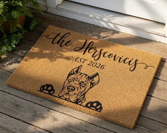 Personalized Dog Doormat, Custom Cane Corso Welcome Mat, Housewarming Gift, Pet Lover Gift, Funny Door Mat, Dog Mom Decor, Rug