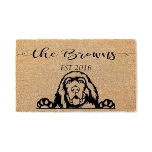Custom Doormat Newfoundland  - Dog - Personalized Doormat Cute Welcome Mat - Housewarming Gift - Closing Gift - Last Name Door Mat 1189