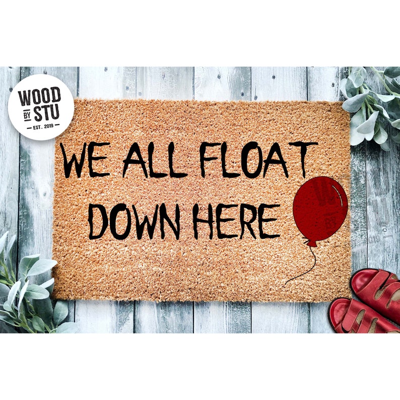 Doormat We All Float Down Here Penny Funny Doormat Welcome Mat Halloween Decor Movie Wise Home Doormat Halloween Mat Clown 2015 image 1