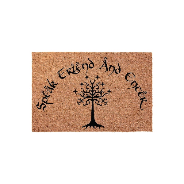 Speak Friend And Enter Welcome Mat, Coir Doormat for Housewarming, Fantasy Movie Fan Gift